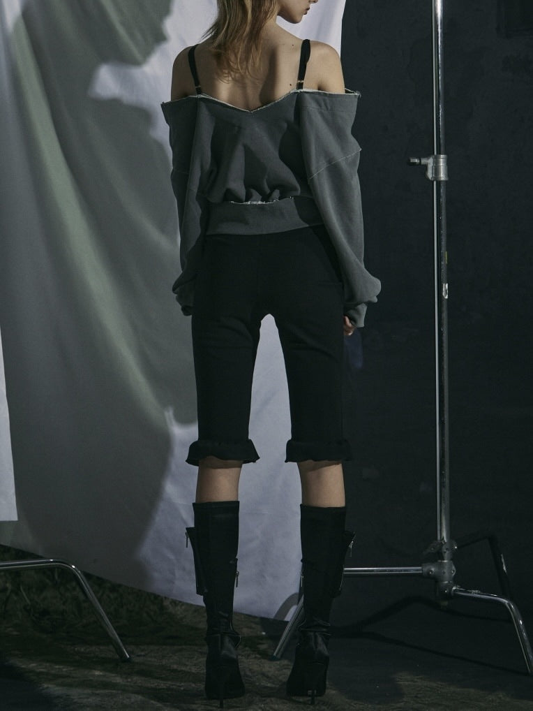 【GATELESS】OFF-SHOULDER ZIP SWEAT / 【ゲートレス】オフショルダージップスウェット