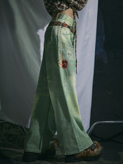 【GATELESS】VINTAGE PRINT BUGGY DENIM PANTS / 【ゲートレス】ビンテージプリントバギーデニムパンツ