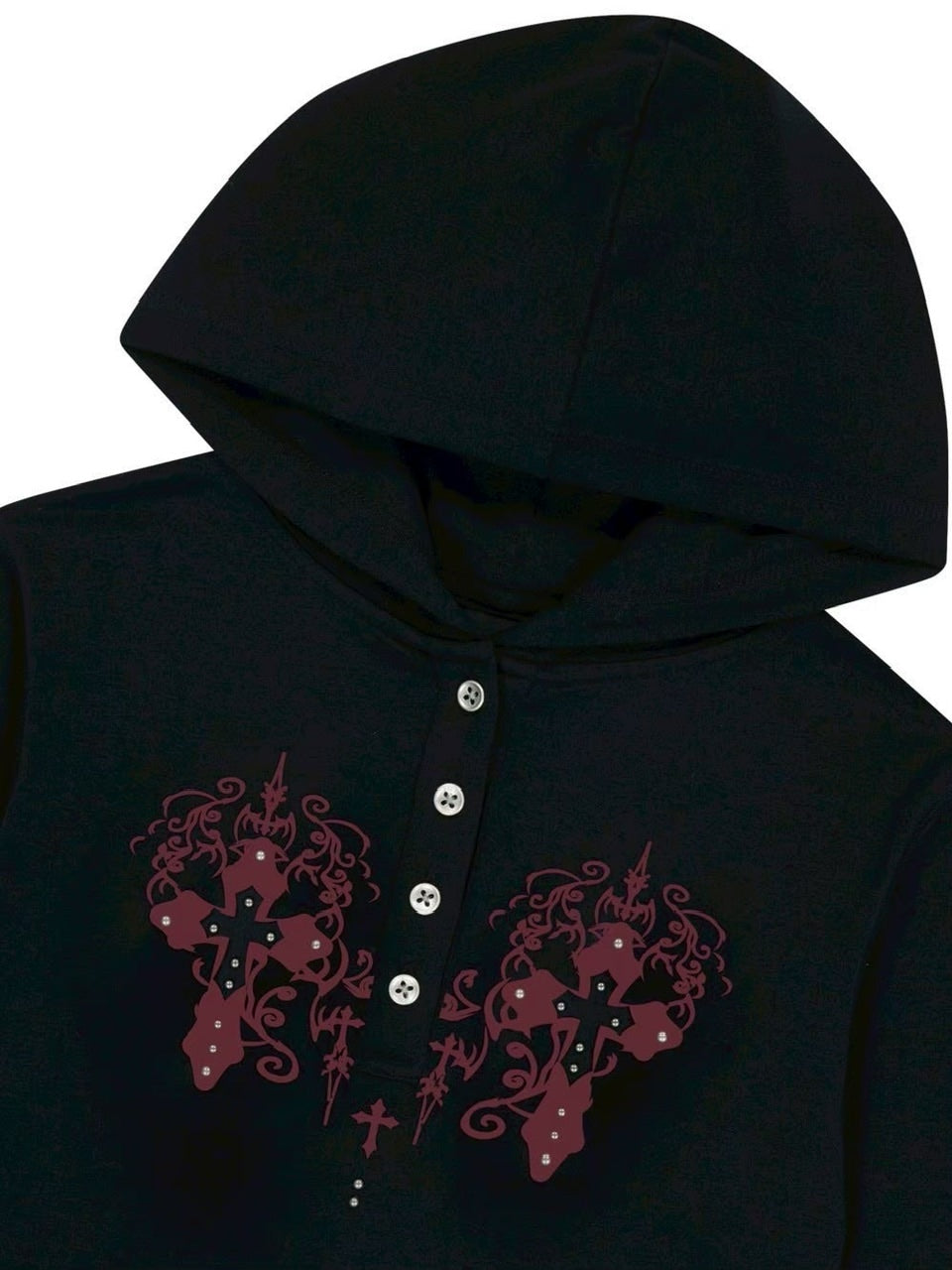 【AAKAM】Studded CROS2 Hooded Long Sleeve