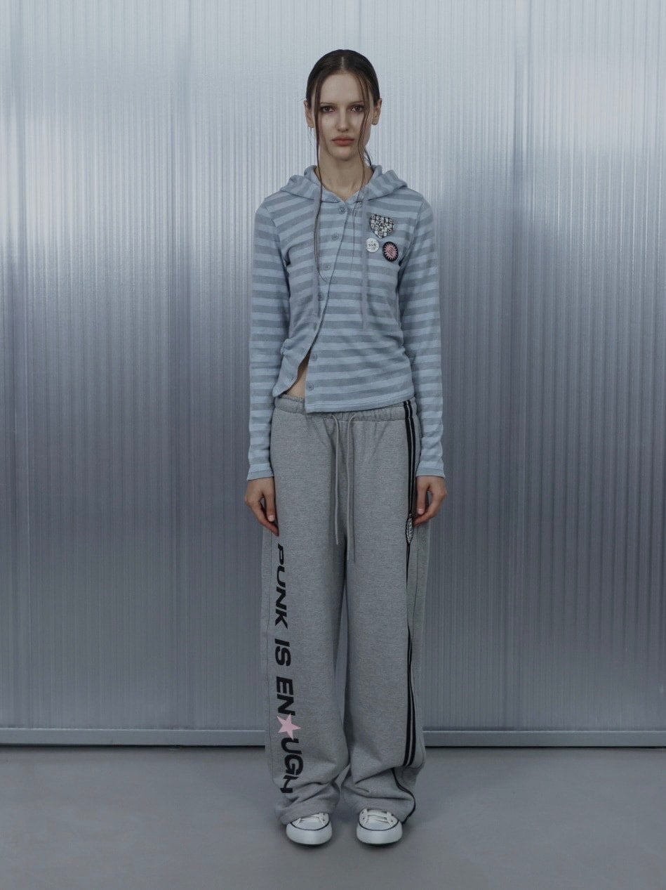 【SETUP‐EXE】BADGE STRIPE HOODED CARDIGAN / 【セットアップエグゼ】バッジストライプフードカーディガン