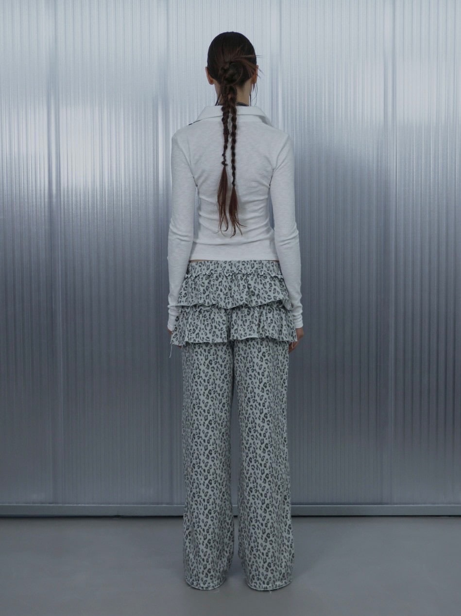 【SETUP‐EXE】FRILL LEOPARD PRINT PANTS / 【セットアップエグゼ】フリルレオパードプリントスウェットパンツ