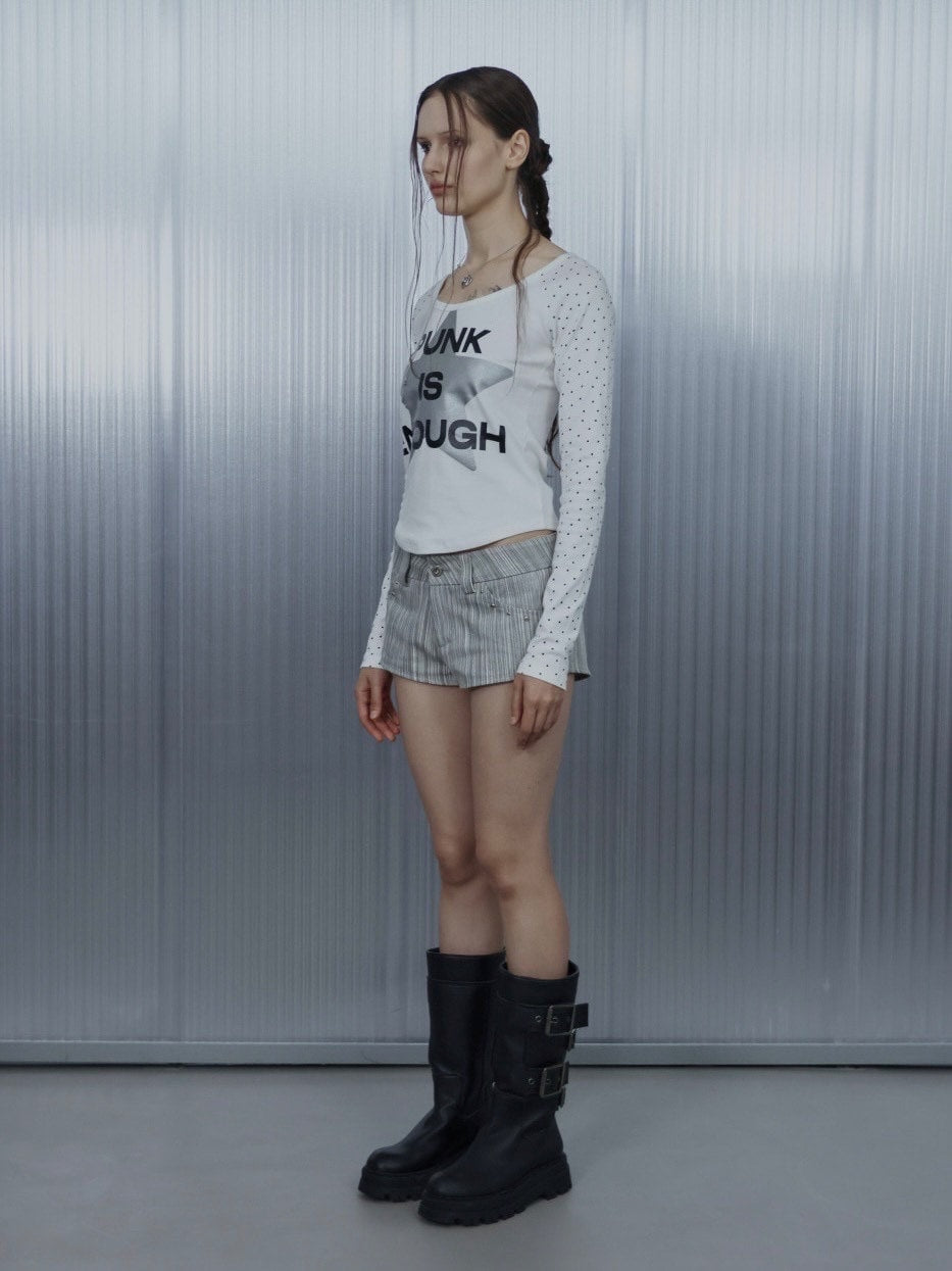 【SETUP‐EXE】STRIPED STUDDED SHORT PANTS / 【セットアップエグゼ】ストライプスタッヅショートパンツ