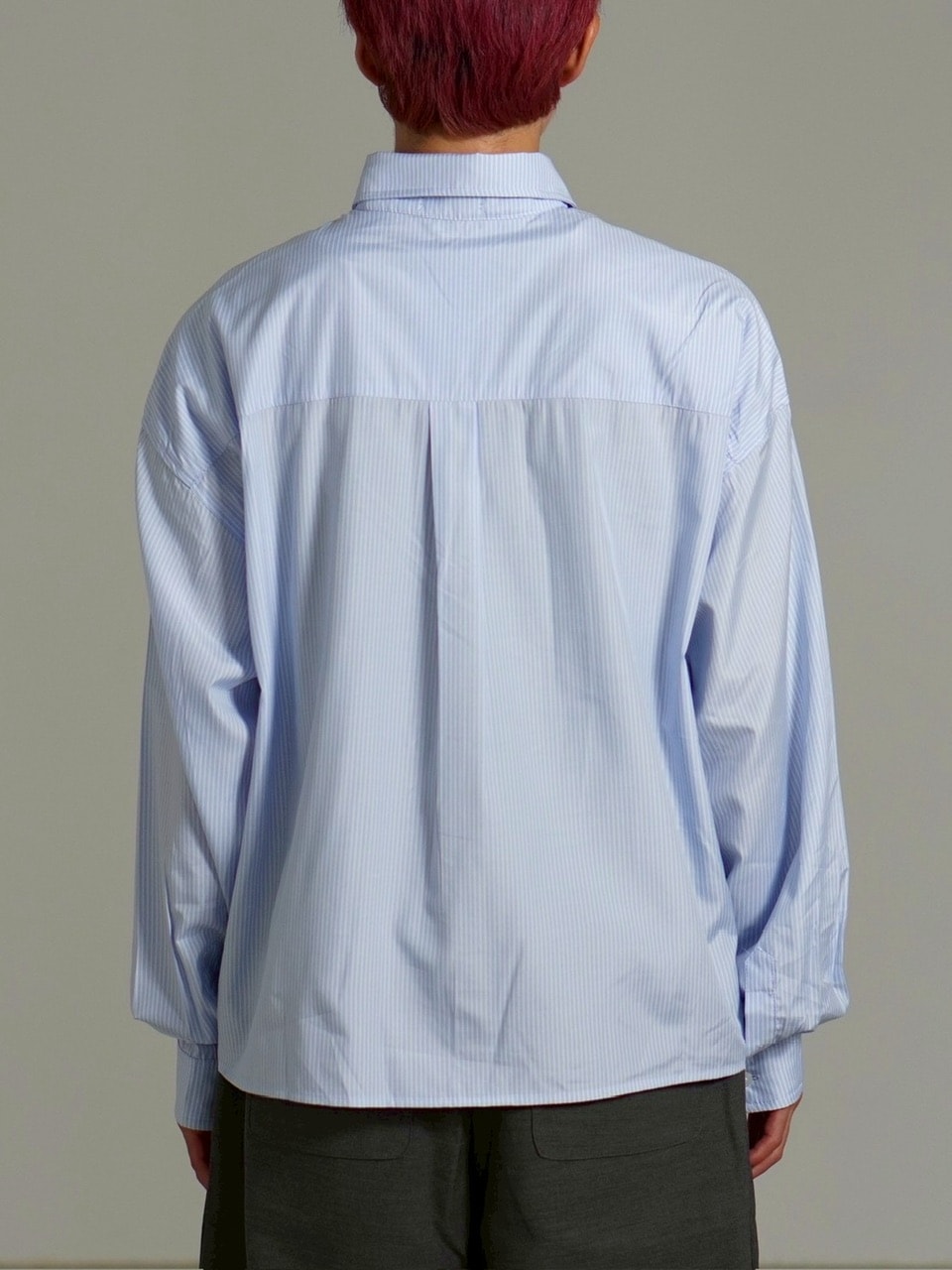 受注制【Chikashitsu +】cropped stripe shirt / 【チカシツプラス】クロップドストライプ長袖シャツ (3color)