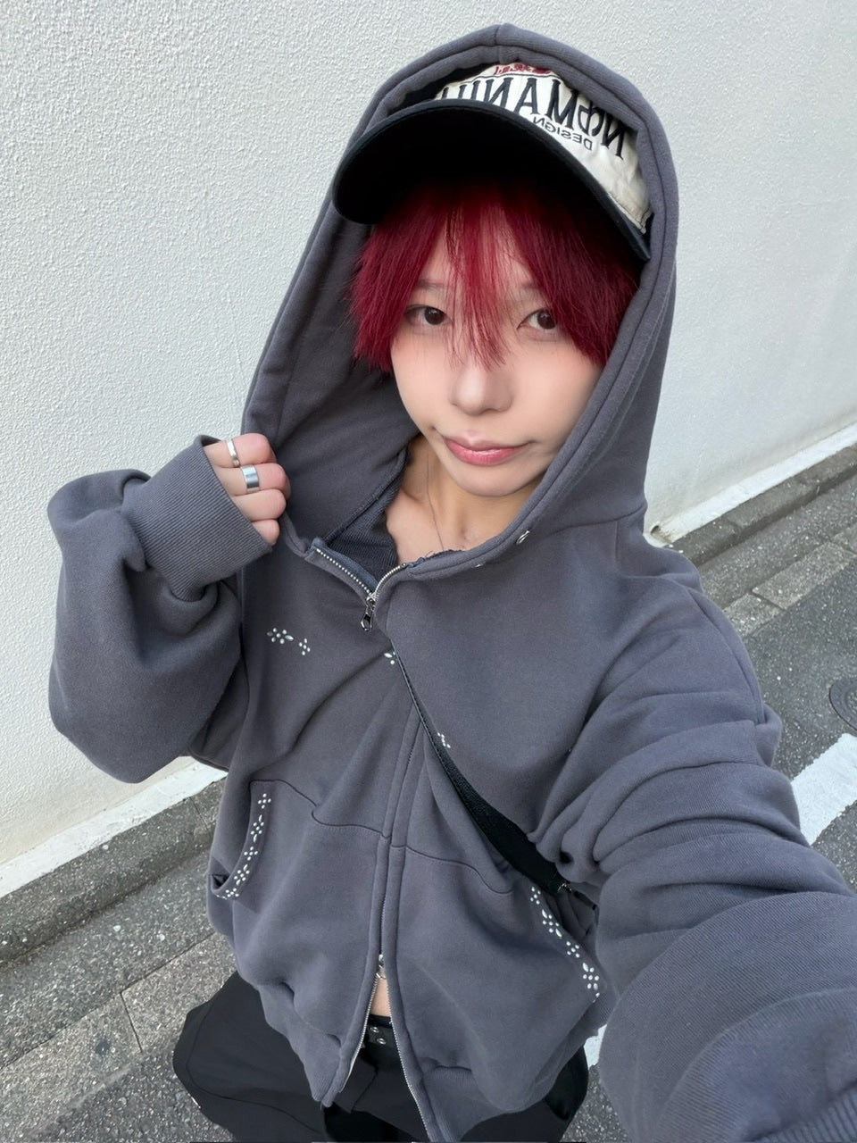 受注制【LUV CODE】studs zip up hoodie (2color)