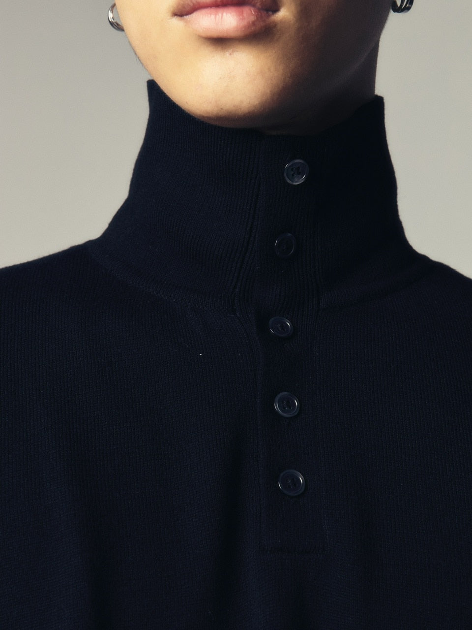 【CS】wool touch knit polo (black) / 【シーエス】ウールタッチニットポロ