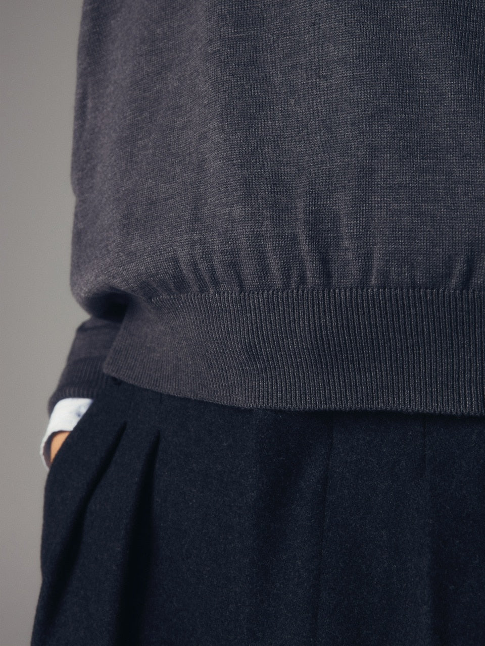 【CS】wool touch knit polo (charcoal) / 【シーエス】ウールタッチニットポロ