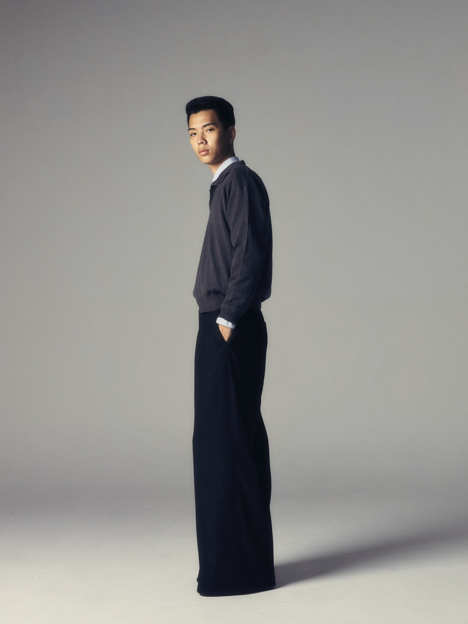 【CS】two tuck wool wide trousers
