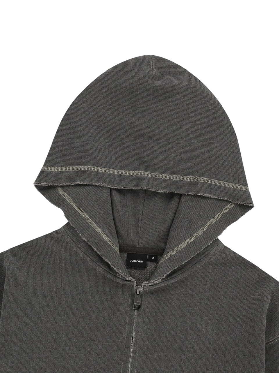 【AAKAM】Vintage Damaged Zip-Up Hoodie