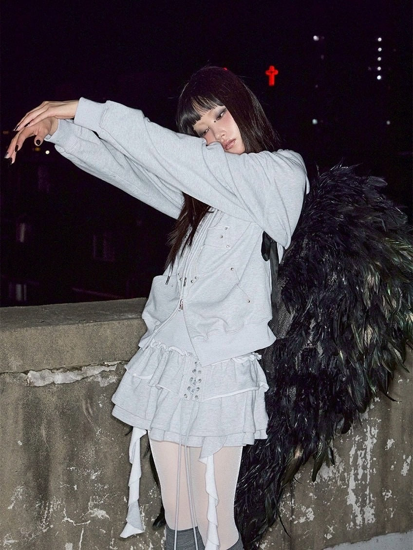 【NOT KNOWING】3 Tiered Lace-Up Ruffle Skirt / 【ノットノーイング】３ティアードレースアップラッフルスカート