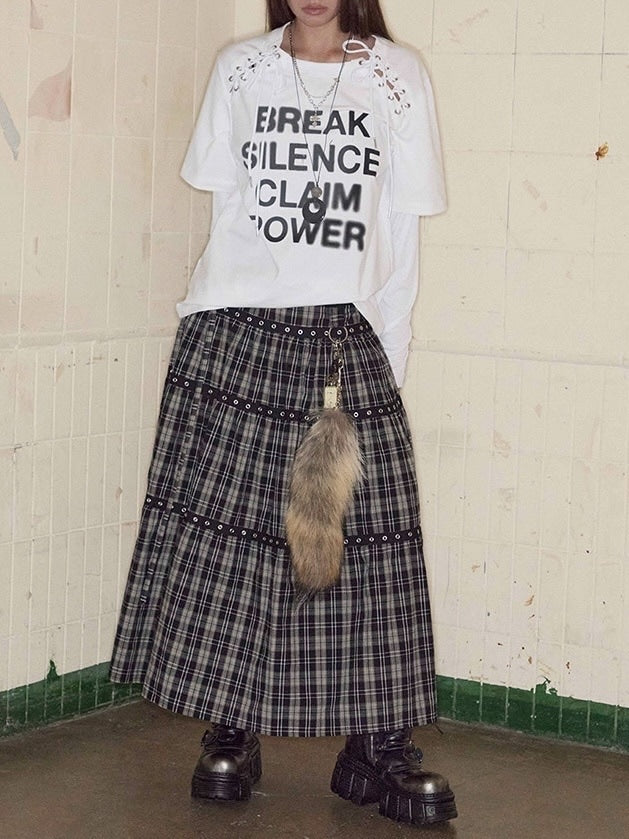 【NOT KNOWING】Lace-Up Layered Top / 【ノットノーイング】レースアップレイヤード長袖Ｔシャツ