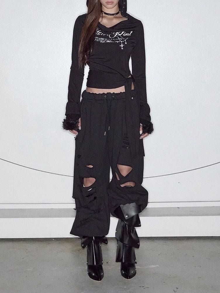 【NOT KNOWING】Cowl Tied Warm Hoodie / 【ノットノーイング】カウルタイワームフード長袖Tシャツ