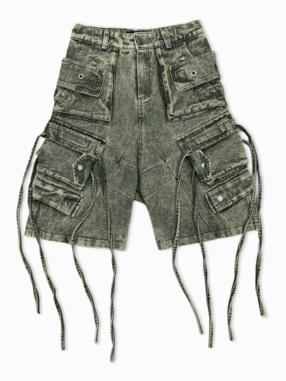 RICH】Cargo Wide Green Washed Short pants / 【リッチ】ポケット