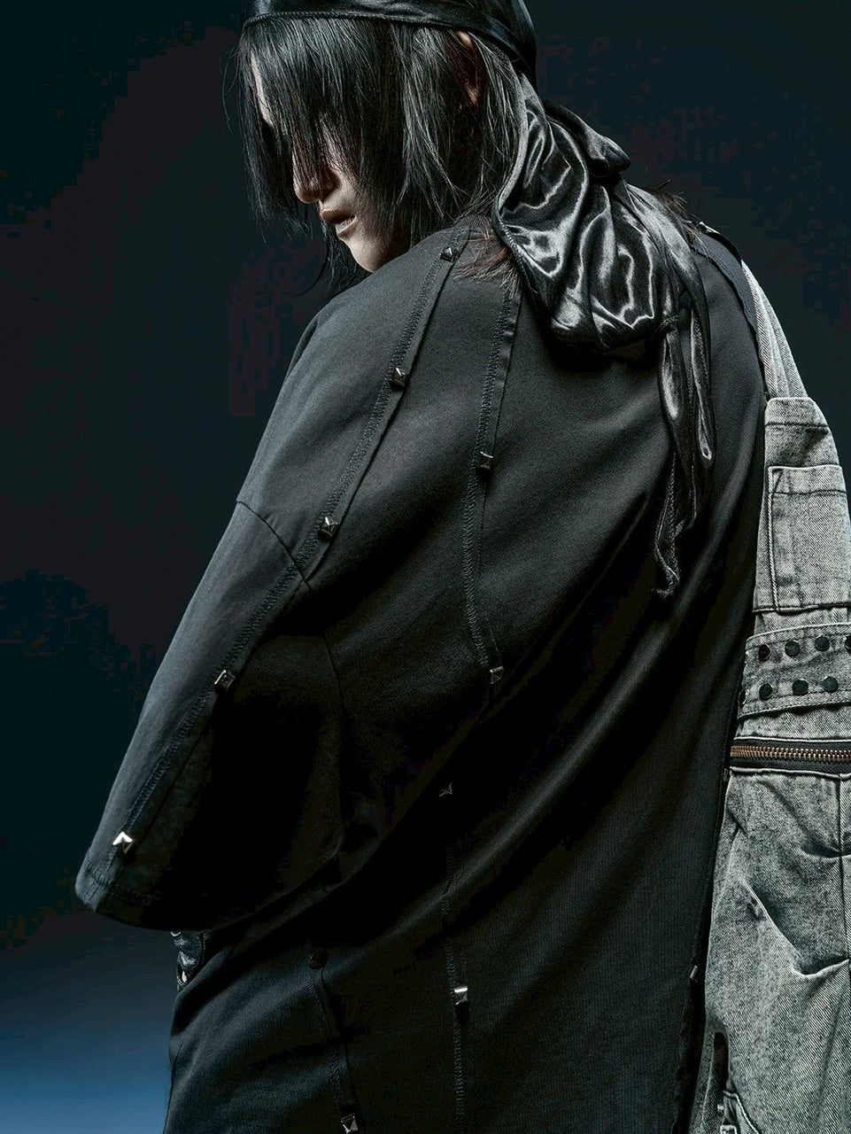 【RICH】Riveted Cross Over T-shirt / 【リッチ】リベットクロスオーバーサイズ半袖Tシャツ