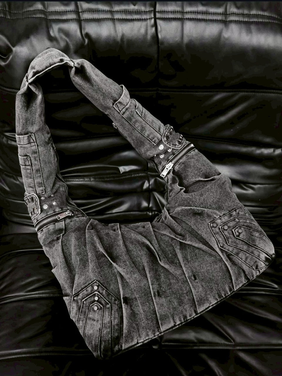 1/2 20:00再販【RICH】Crinkle Denim Stone Washed Bag / 【リッチ】ストーンウォッシュドデニムショルダーバッグ