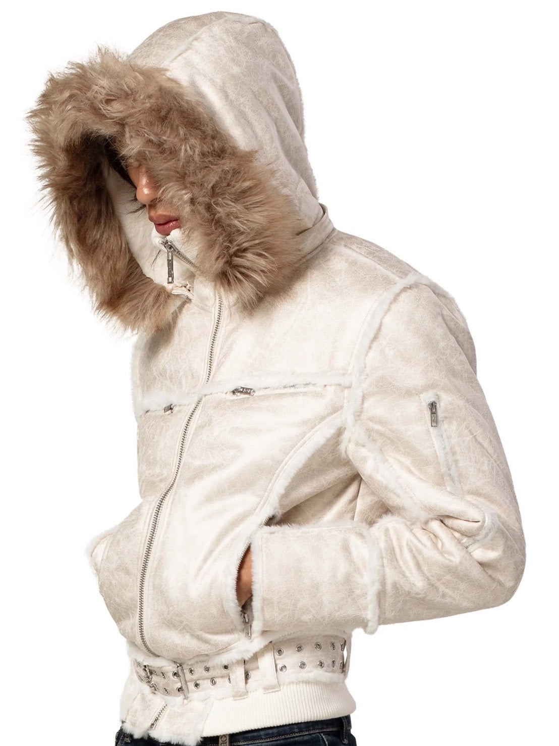 【RACER WORLDWIDE】Sheep Skin Jacket / 【レーサーワールドワイド】ベルテッドジップファージャケット