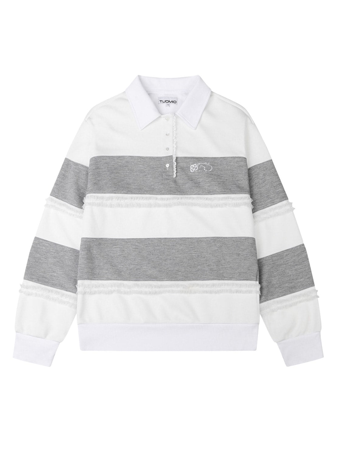 【TUOMIO】RUFFLE POLO TOP / 【トゥオミオ】ラッフル長袖ポロシャツ