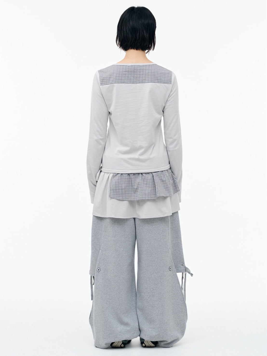 【TUOMIO】CHECK MIXED JERSEY DRESS / 【トゥオミオ】チェックミックスジャージワンピース