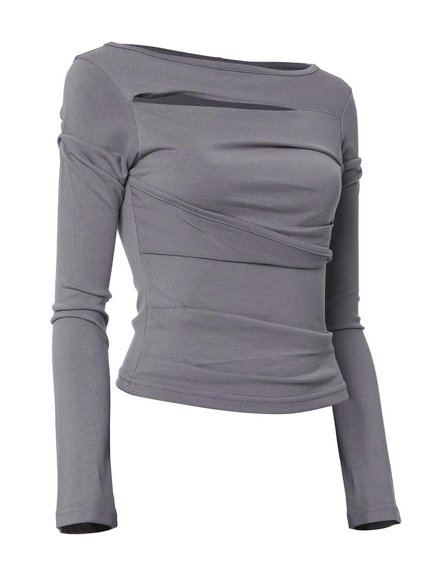 【FLAREUP】Asymmetrical Draped Long Sleeve / 【フレアアップ】アシンメトリードレープ長袖Ｔシャツ