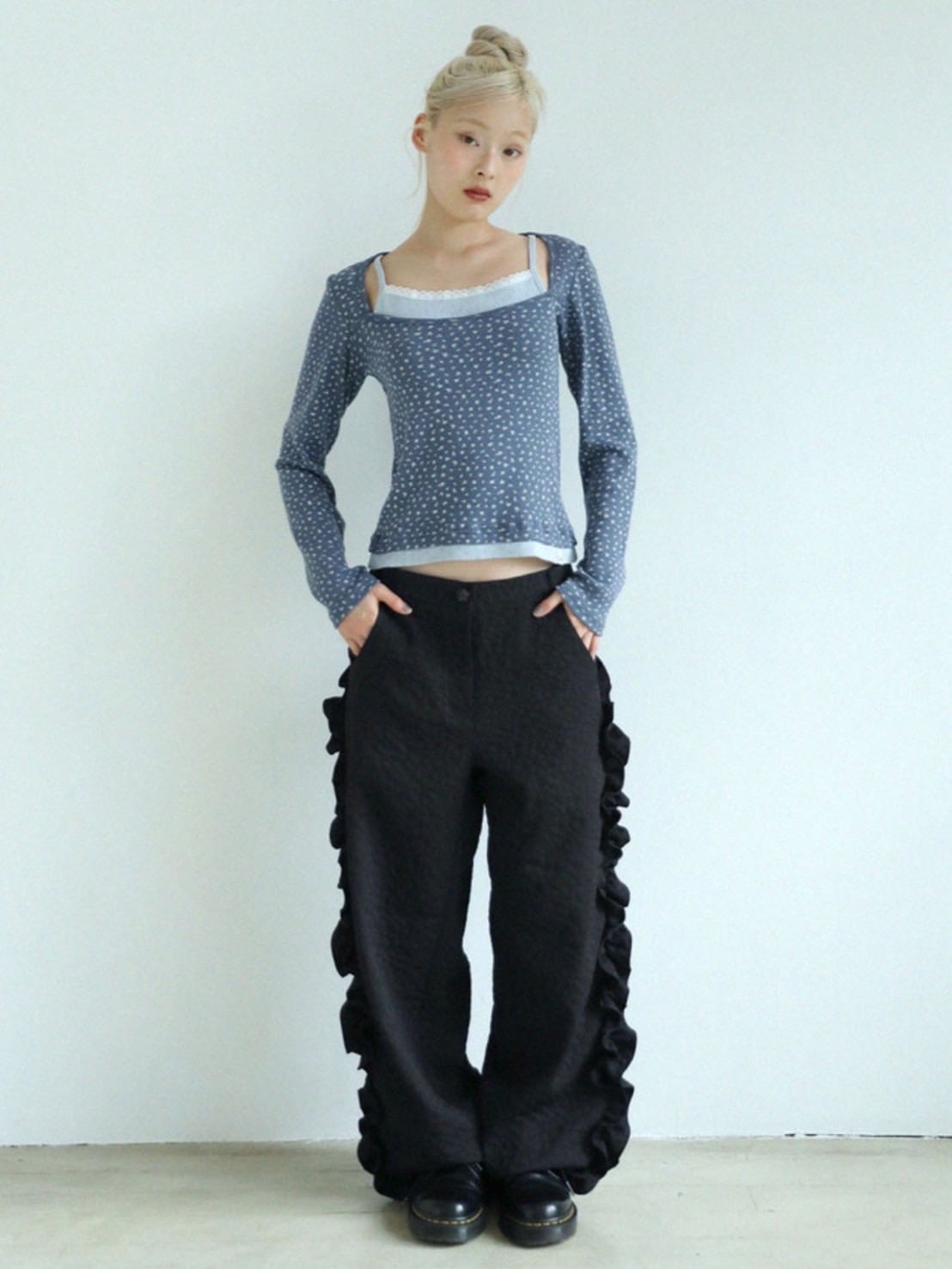 12/21 20:00 再販【Uglyshadow】FLOWER LAYERED T-SHIRT