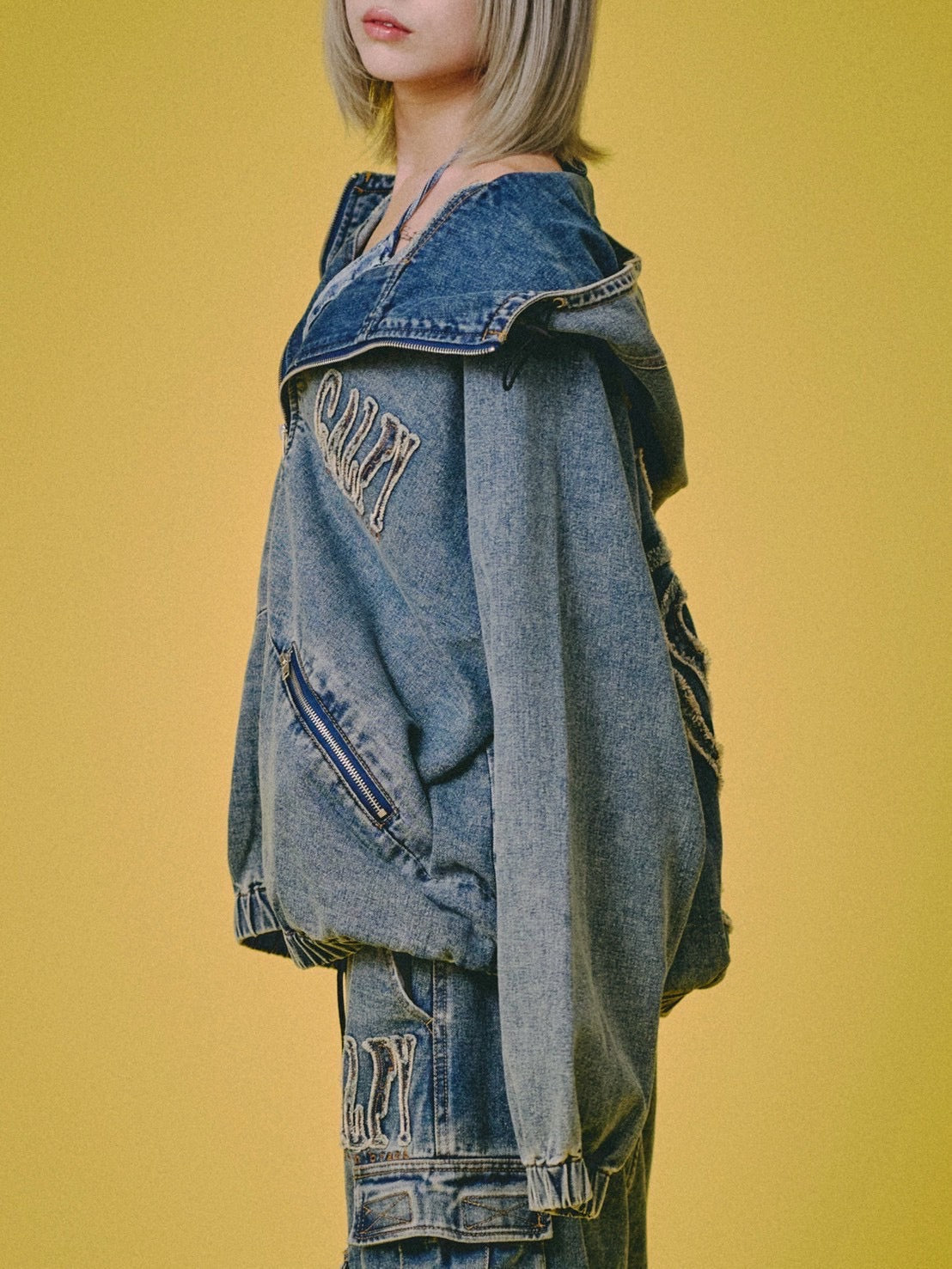 【GALFY】ぐるグニャデニムパーカー