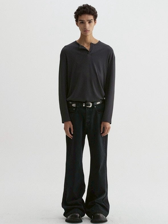 【DNSR】Ribbed Henley Long Sleeve
