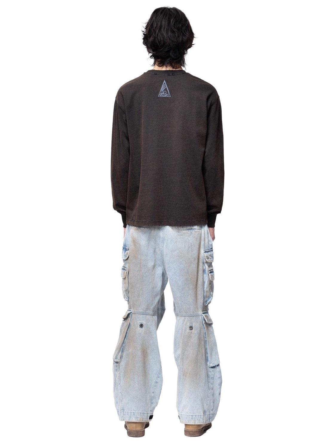 【The Boy Has No Patience】Two-Color Printed Long Sleeves (Washed + Damaged) / 【ザボーイハズノーペーシェンス】グラフィックプリント長袖Tシャツ