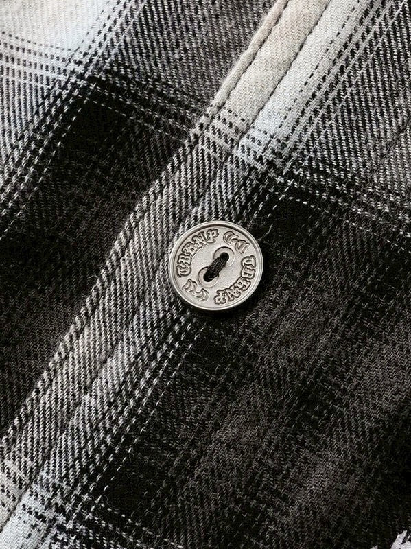 【The Boy Has No Patience】Saint Irregular Hot Diamond Plaid Shirt / 【ザボーイハズノーペーシェンス】ラインストーングラデーション長袖チェックシャツ