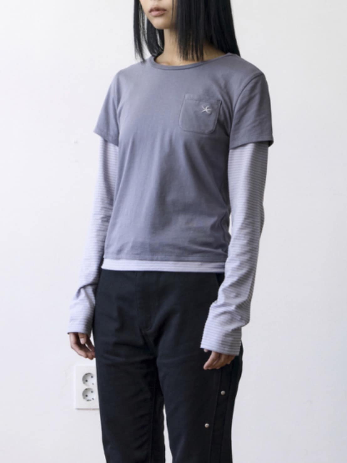 【THECOLDESTMOMENT】TCM stripe layered long sleeve