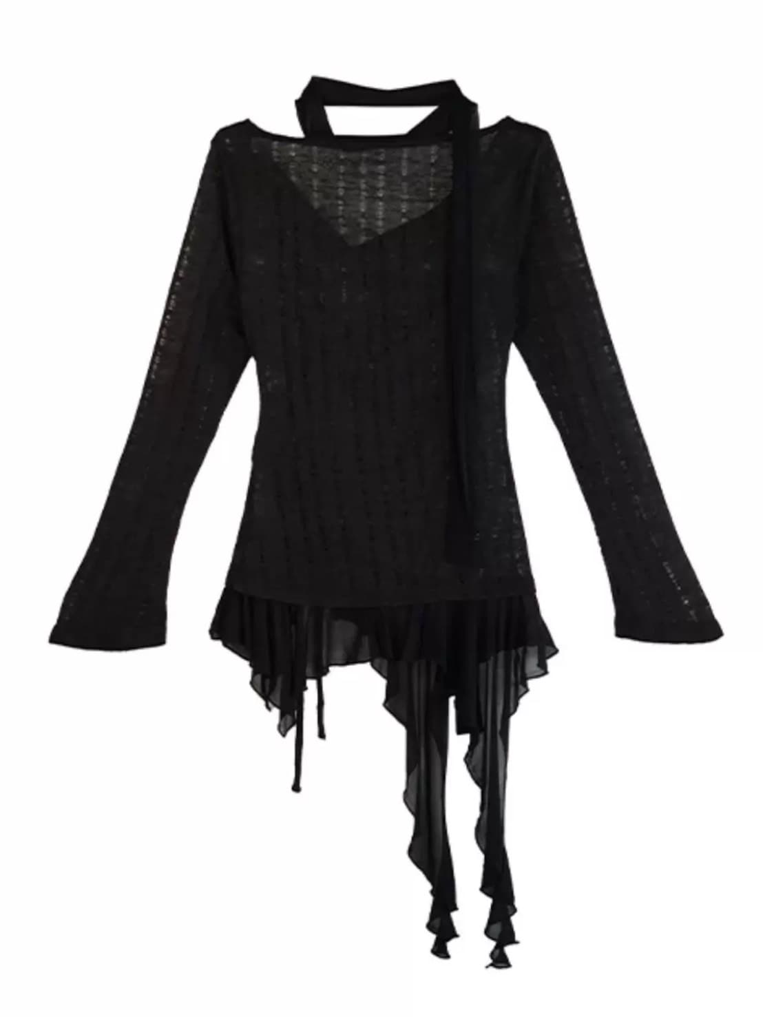 【Cest Nous】Dropped Neckline Graffiti Top