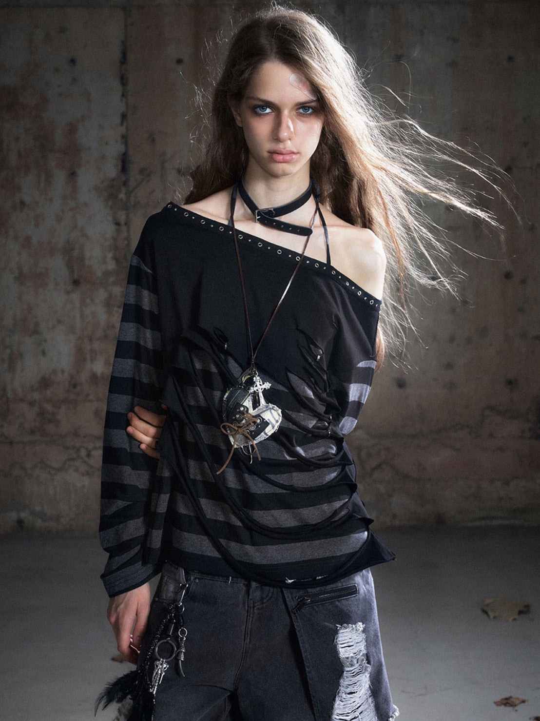 【Cest Nous】Broken Heart Necklace / 【セヌー】ハートレースアップネックレス