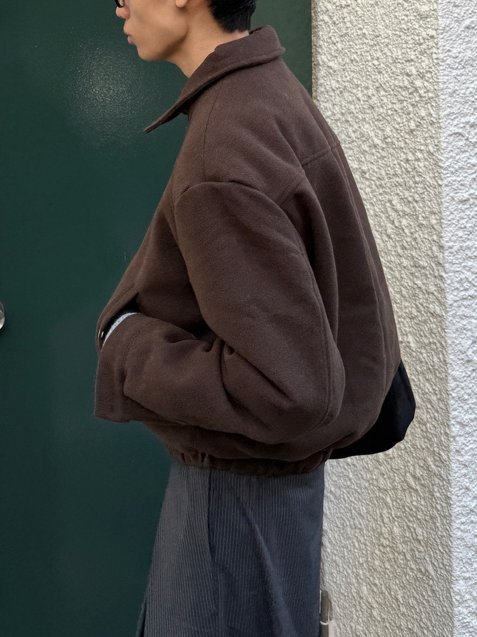 東京店WEB限定受注制【Chikashitsu +】cropped wool zip jacket / 【チカシツプラス】クロップドウールジップジャケット (3color)