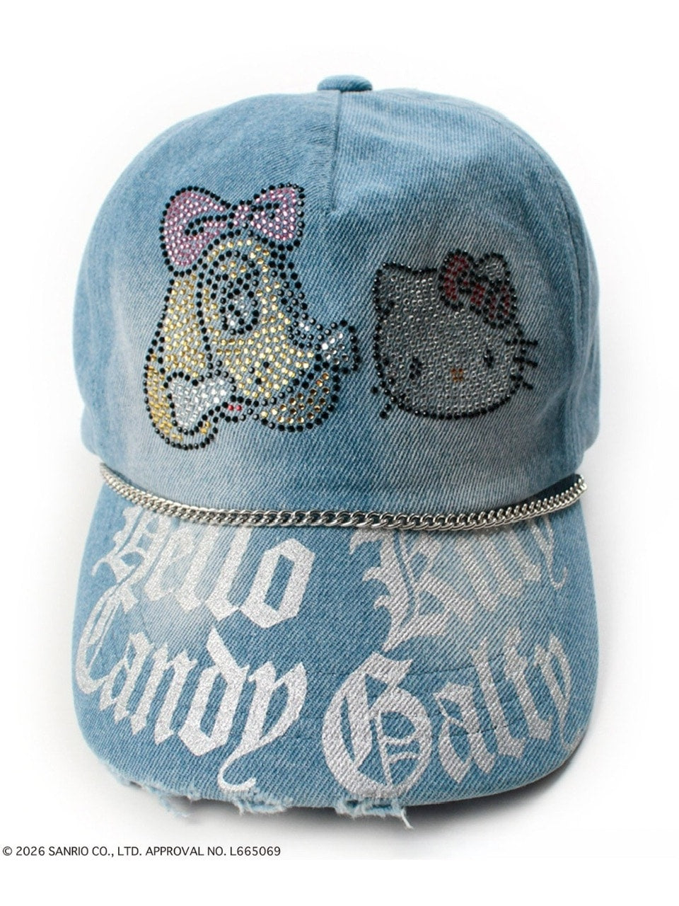 【GALFY×KITTY】キラキラデニムキャップ / 【ガルフィー×キティー】キティラインストーンデニムキャップ