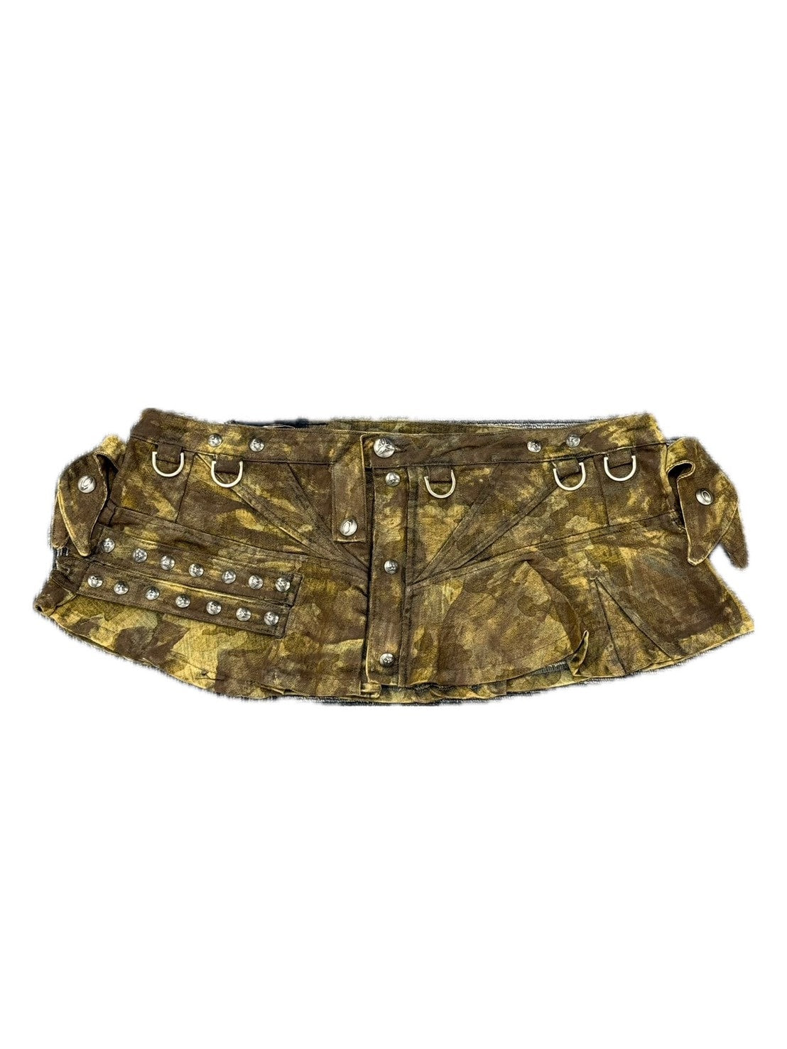 【Cozy world Wide】005 CHAOS DREAM WAXED CAMO SKIRT / 【コージーワールドワイド】スタッズカモミニスカート