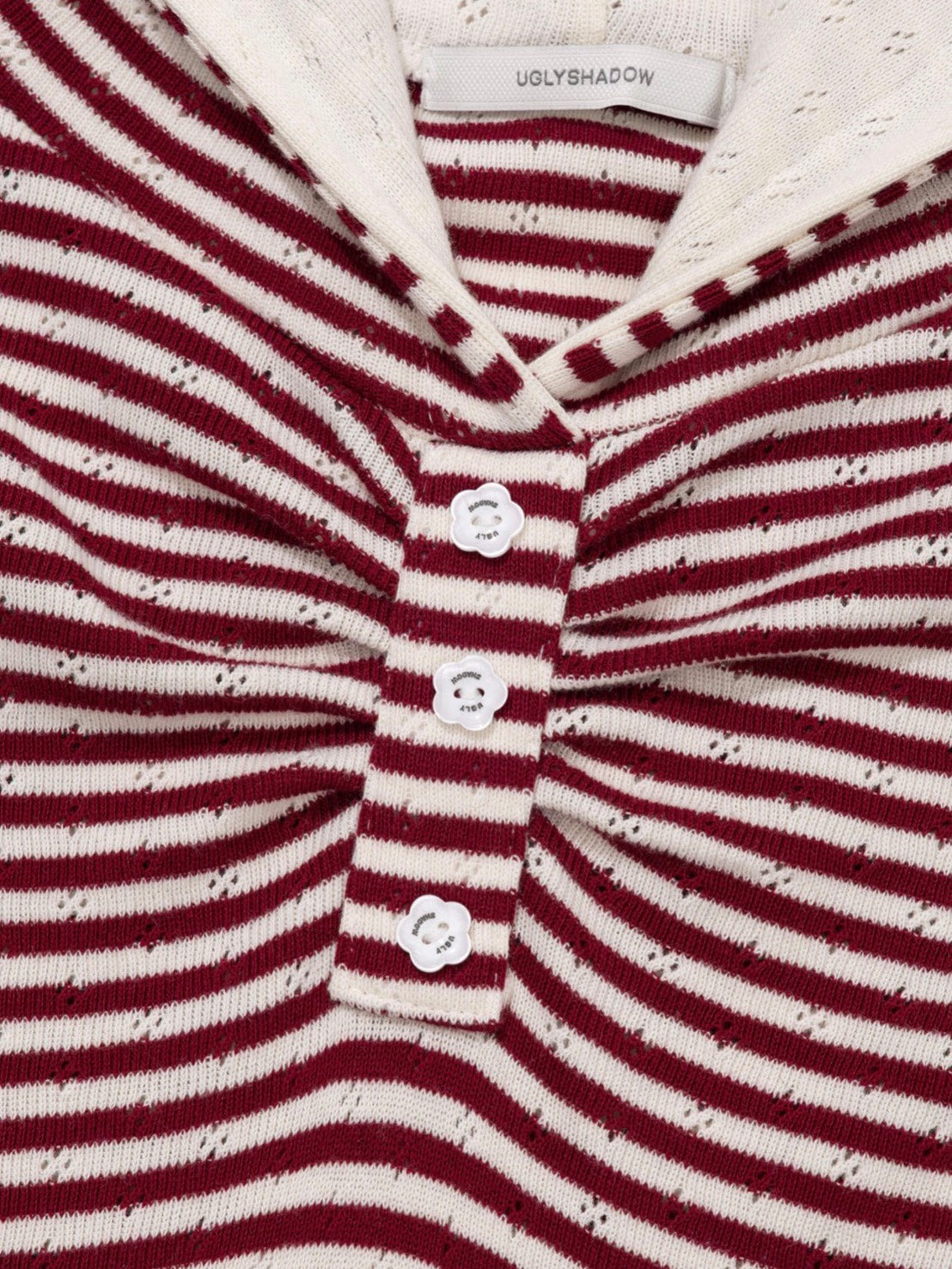 12/21 20:00 発売【Uglyshadow】STRIPE SHIRRING LAYERED HOODIE