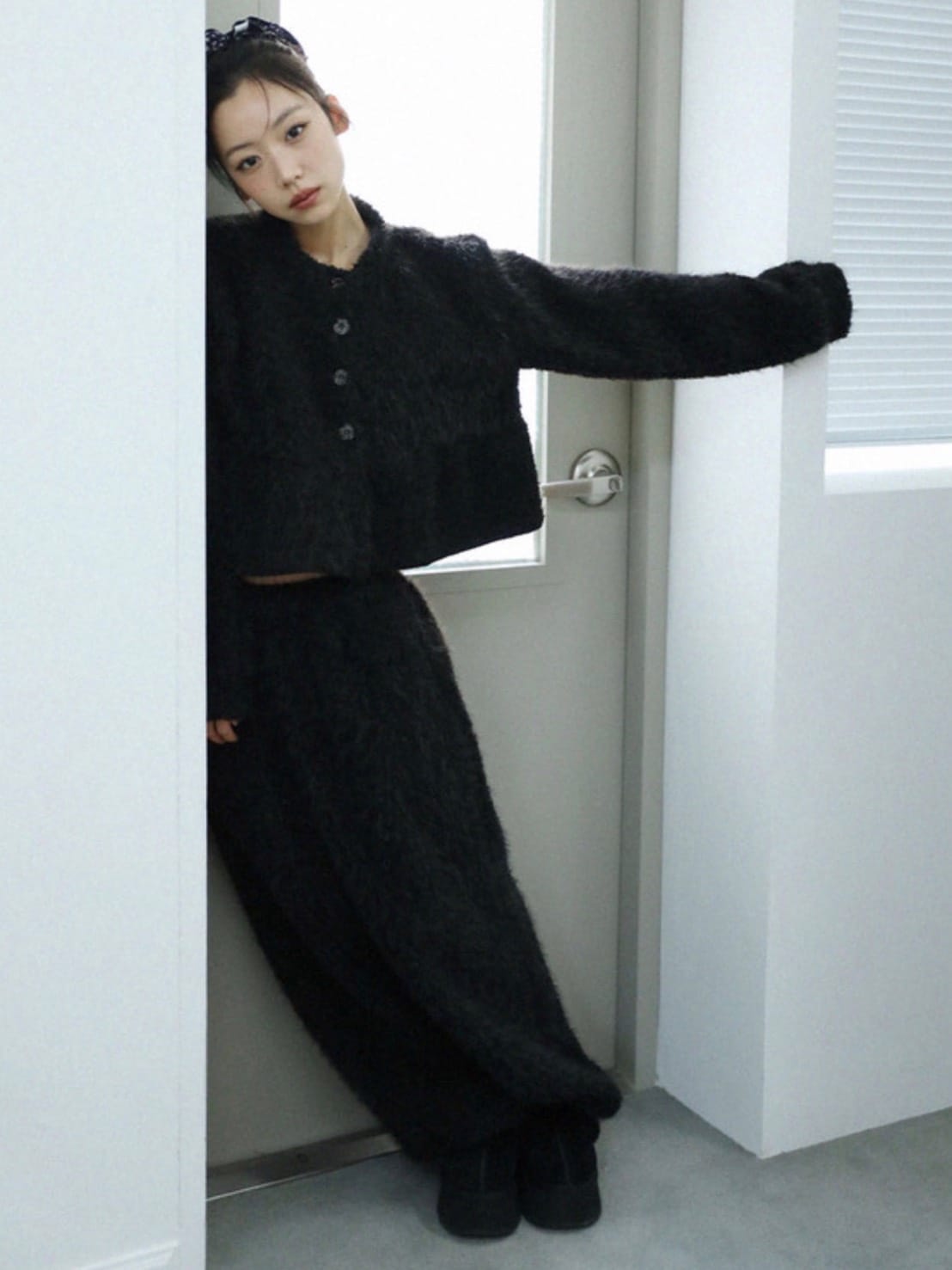 12/21 20:00 発売【Uglyshadow】BOUCLE KNIT WIDEPANTS