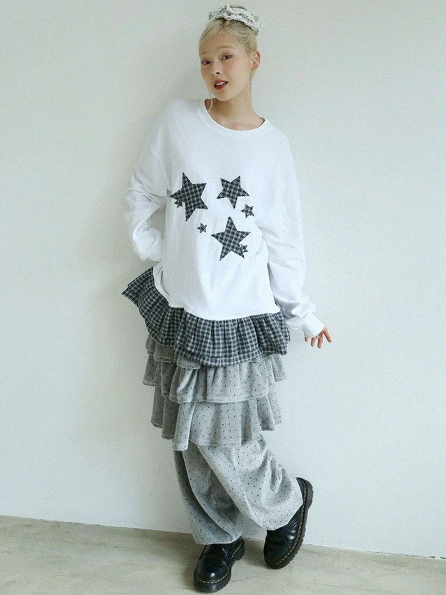 12/21 20:00 発売【Uglyshadow】DOT VELVET CANCAN MIDI SKIRT PANTS