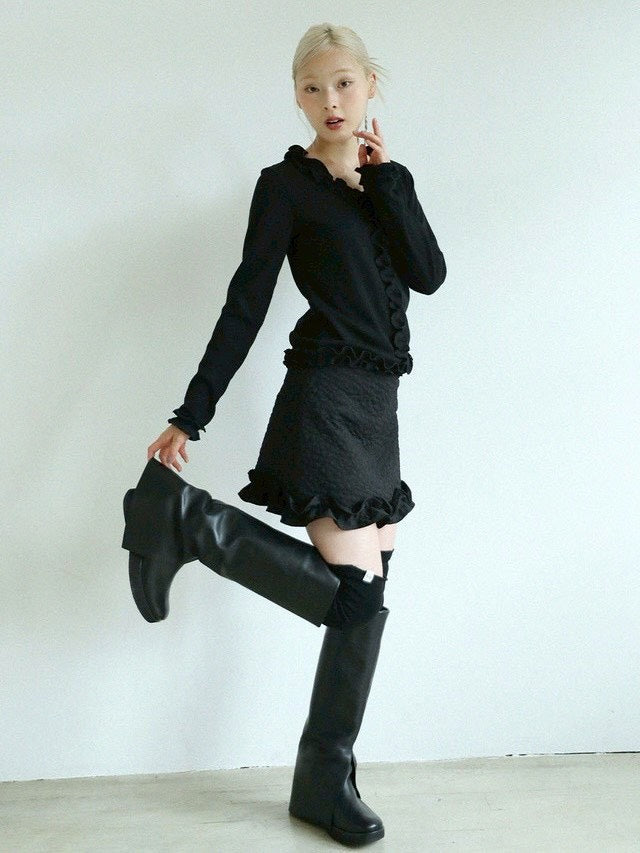 12/21 20:00 発売【Uglyshadow】FLOWER RUFFLE MINI SKIRT