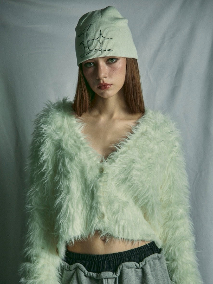 【GATELESS】FUR LIKE CROPPED CARDIGAN / 【ゲートレス】ファーライククロップドカーディガン