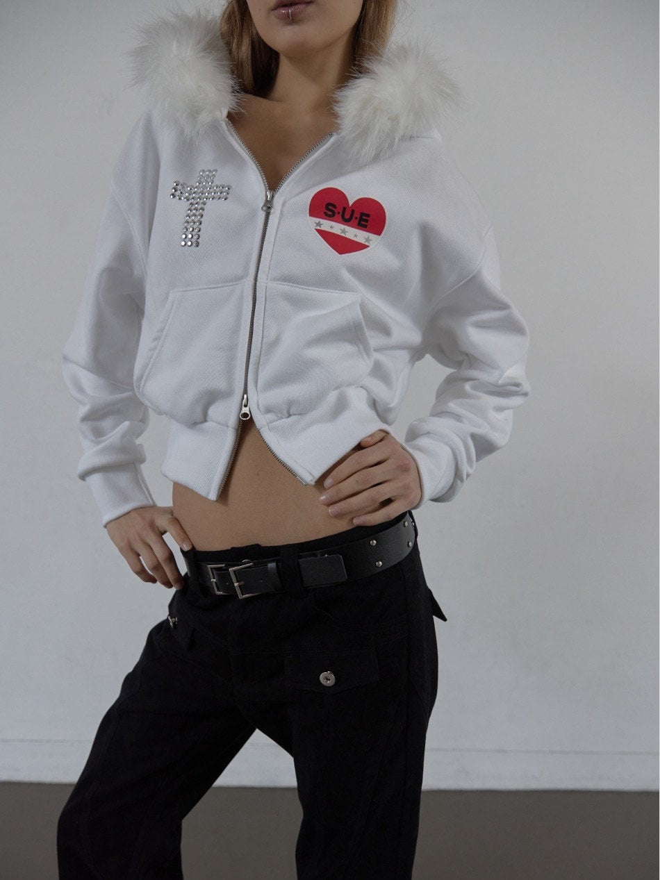 【SETUP‐EXE】FUR TRIMMING HOODED ZIP-UP / 【セットアップエグゼ】ファーフードジップアップパーカー