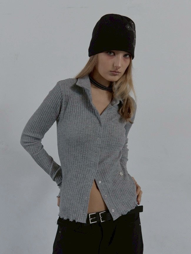 【SETUP‐EXE】SNAP GOLGI SHIRT / 【セットアップエグゼ】ボタンニット長袖シャツ