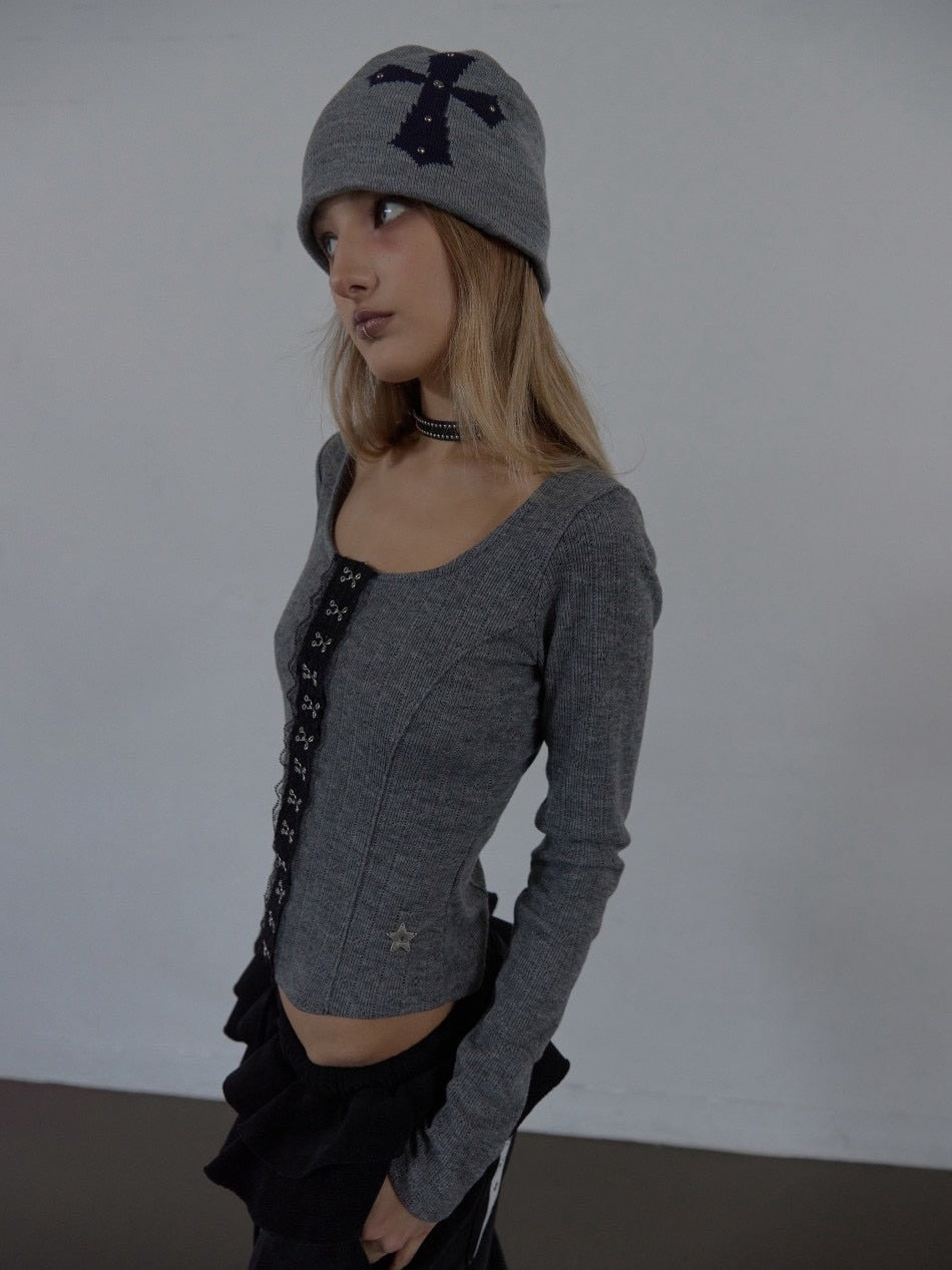 【SETUP‐EXE】CROSS STUDDED BEANIE / 【セットアップエグゼ】クロススタッズビーニー