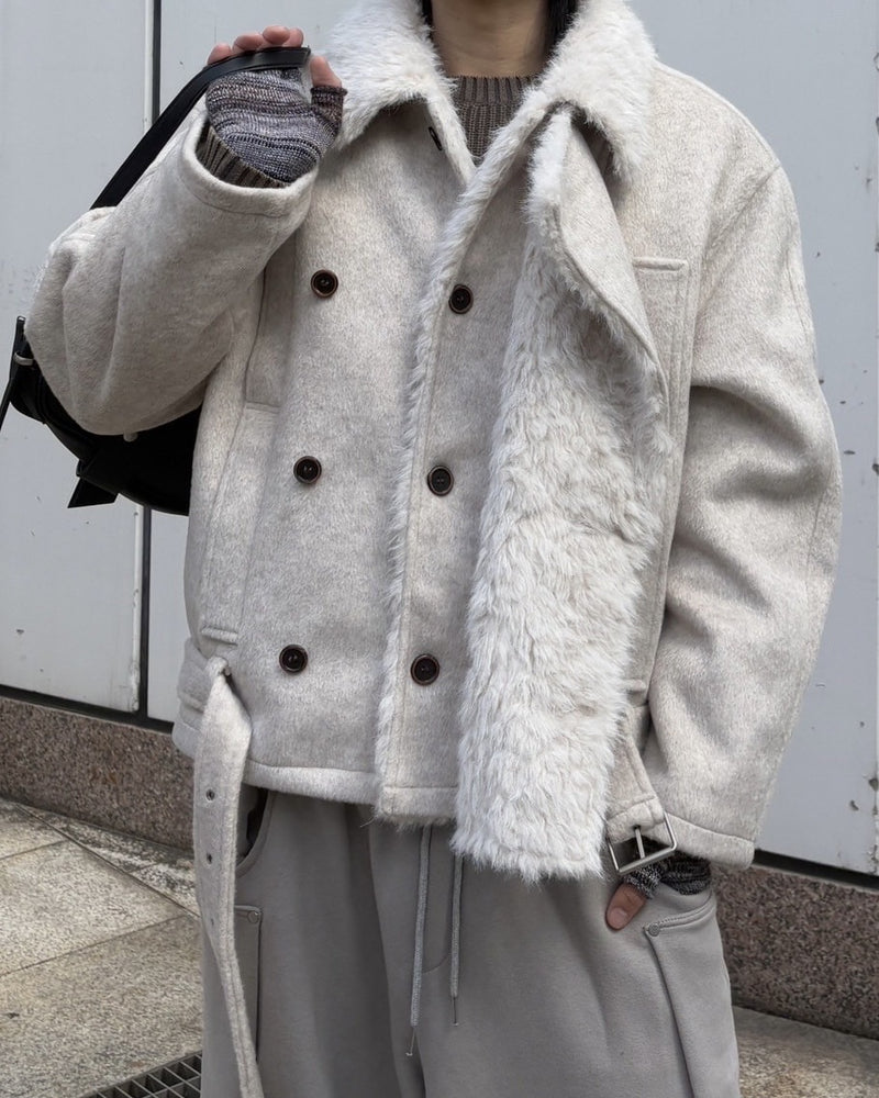 受注制【nmtc +】double rider mouton jacket / 【エヌエムティーシープラス】ダブルライダームートンジャケット (2color)