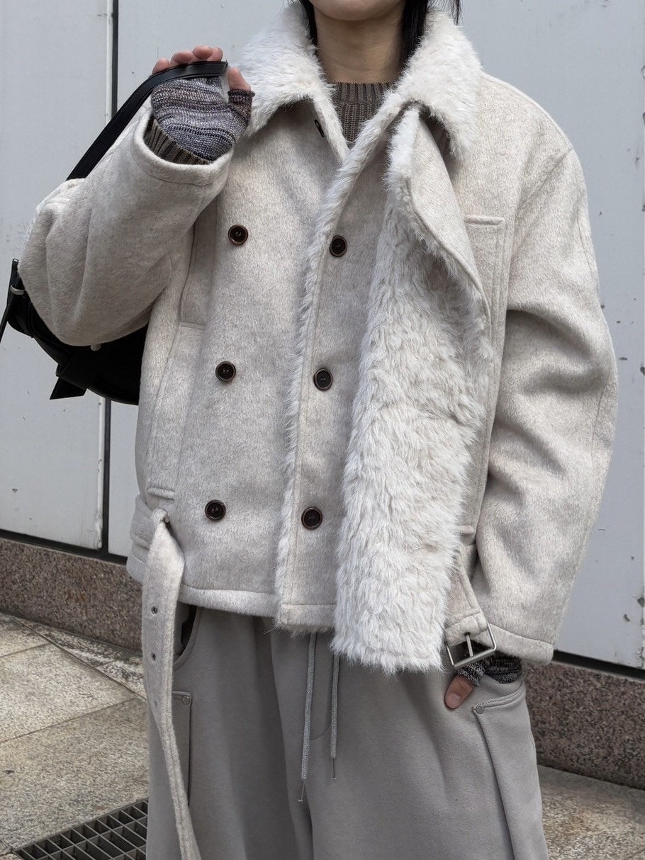 受注制【nmtc +】double rider mouton jacket / 【エヌエムティーシープラス】ダブルライダームートンジャケット (2color)