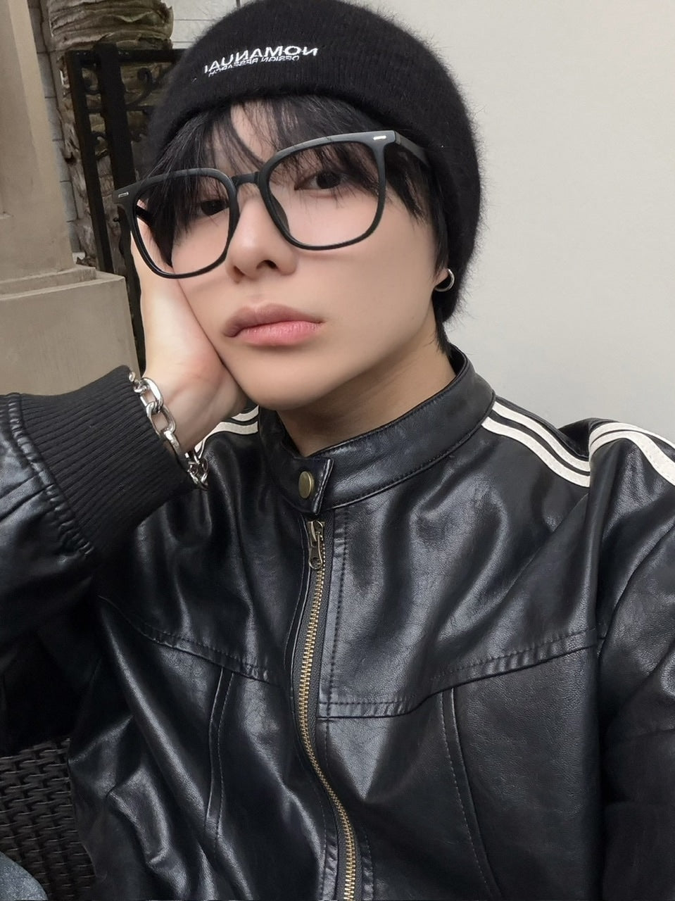 国際配送【LUV CODE】line leather jacket (2color)