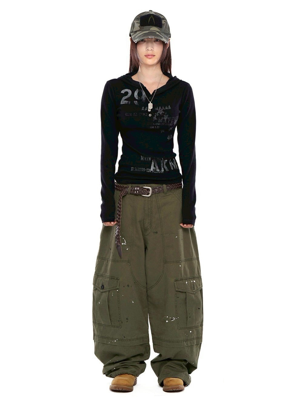 【AAKAM】Numbering Hooded Long Sleeve