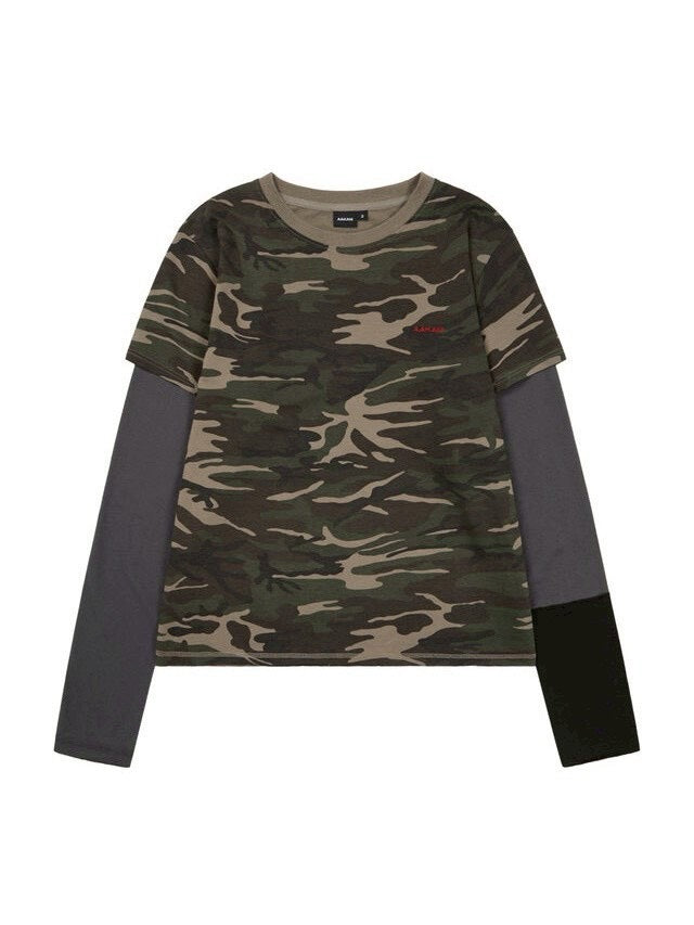 【AAKAM】Camouflage layered Long Sleeve