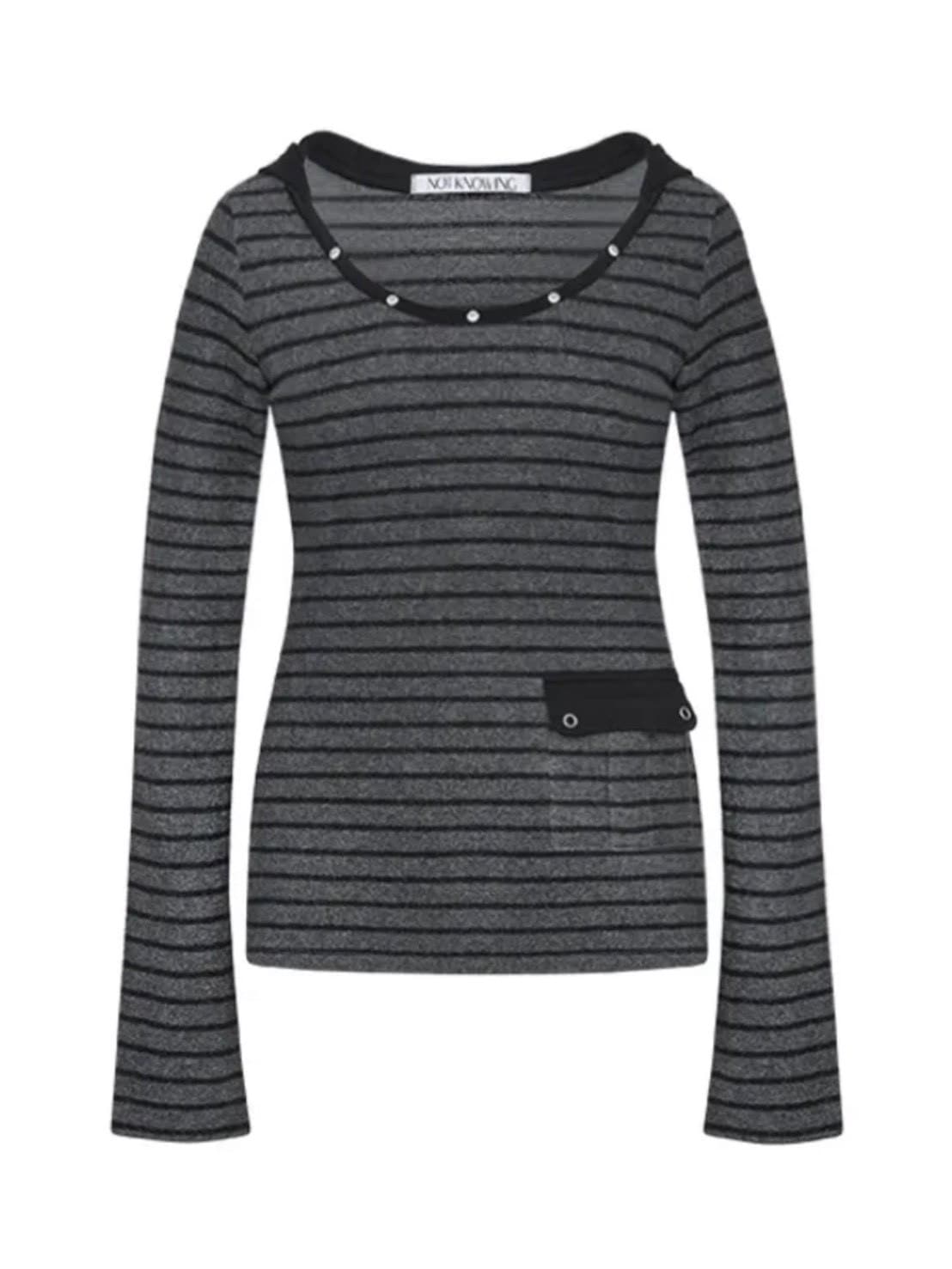 【NOT KNOWING】U Neck Stud PK Hoodie