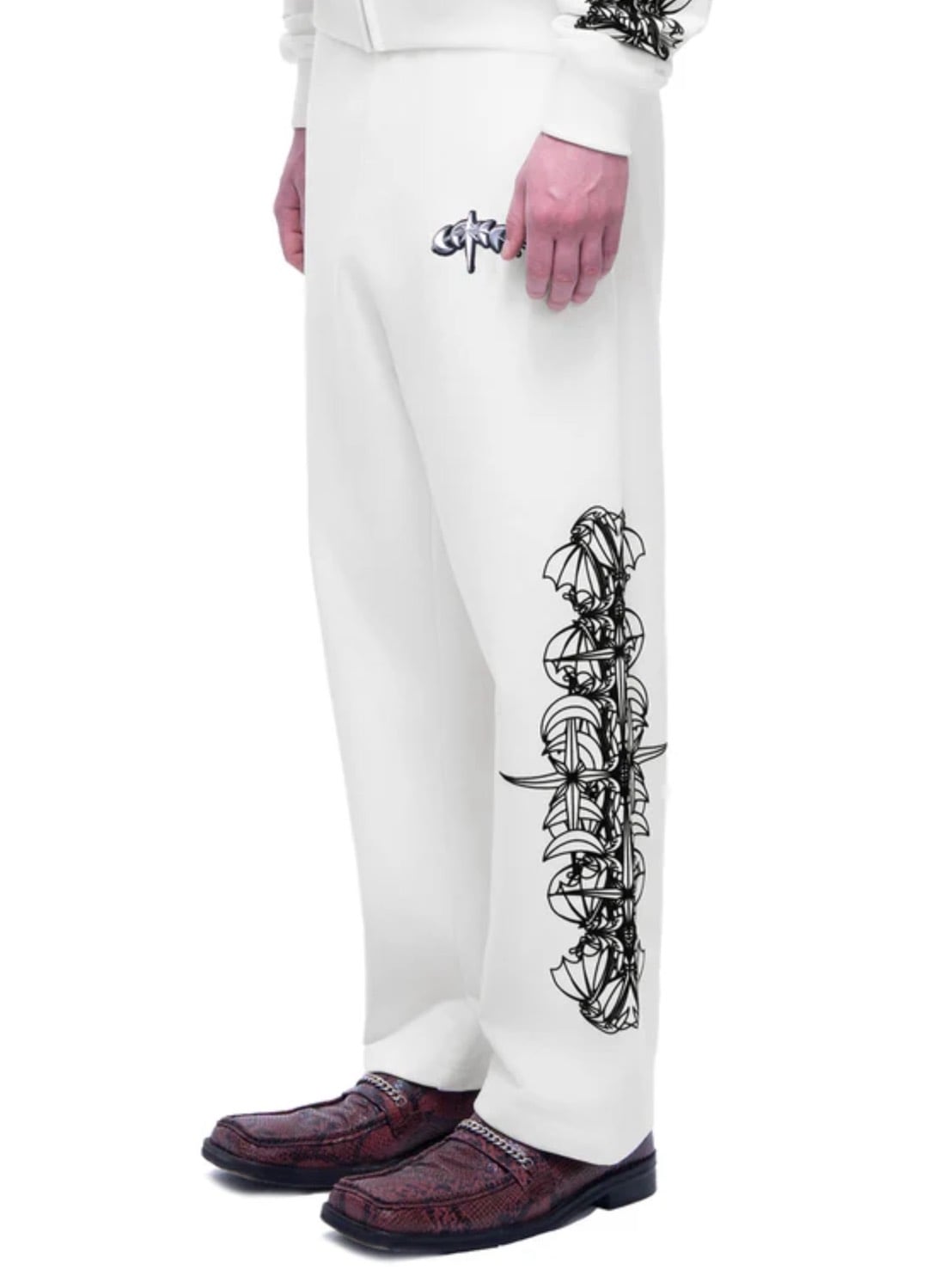 【The Boy Has No Patience】TBHNP LUMINOUS DAWN ASTRAL LOGO FLOCKED PANTS / 【ザボーイハズノーペーシェンス】アストラルロゴスウェットパンツ