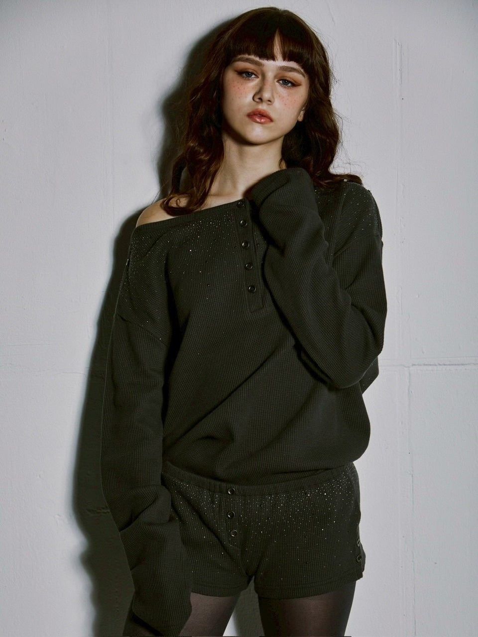 【GATELESS】WAFFLE LONG SLEEVE / 【ゲートレス】ワッフルオフショル長袖Tシャツ