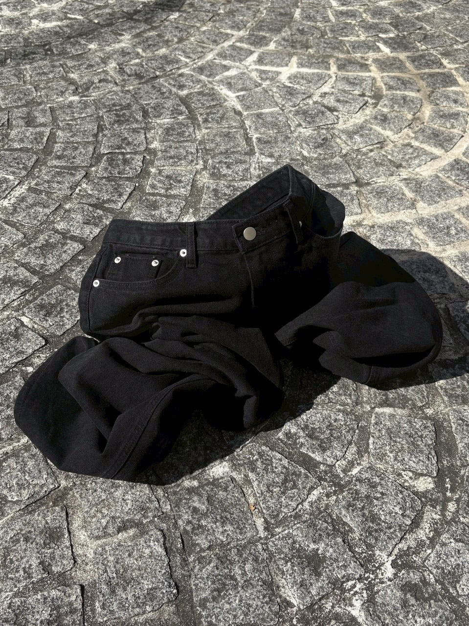 受注制【youll】essential black flare denim pants